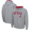 Colosseum Men's  Heathered Gray Washington State Cougars Arch & Logo 3.0 Full-zip Hoodie In Heather Gray