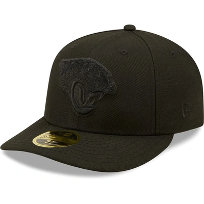 New Era Men's Black Jacksonville Jaguars Black On Black Low Profile 59fifty Ii Fitted Hat