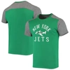 Majestic Men's Kelly Green, Heathered Gray New York Jets Gridiron Classics Field Goal Slub T-shirt In Kelly Green