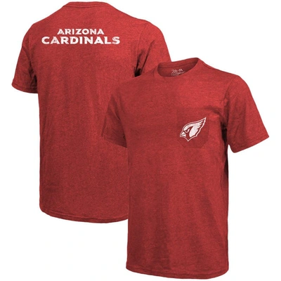 Majestic Arizona Cardinals Tri-blend Pocket T-shirt - Cardinal In Burgundy