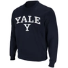 COLOSSEUM COLOSSEUM NAVY YALE BULLDOGS ARCH & LOGO CREW NECK SWEATSHIRT