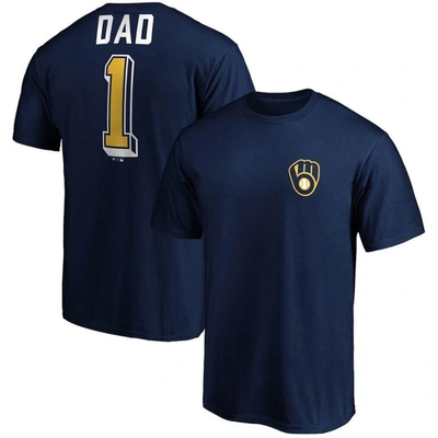 Fanatics Branded Navy Milwaukee Brewers Number One Dad Team T-shirt In Notre Dame Fighting Irish