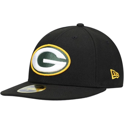 New Era Men's  Black Green Bay Packers Omaha Low Profile 59fifty Fitted Hat