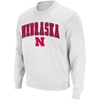 Colosseum Men's White Nebraska Huskers Arch Logo Crew Neck Sweatshirt In White
