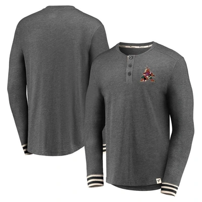 Fanatics Branded Heathered Charcoal Arizona Coyotes True Classics Henley Long Sleeve T-shirt