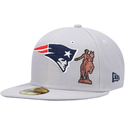 New Era Men's  Gray New England Patriots City Describe 59fifty Fitted Hat