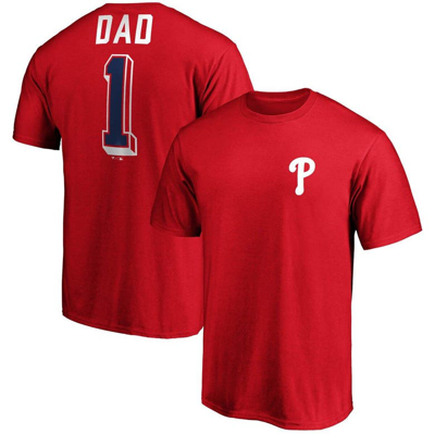 Fanatics Men's  Branded Red Philadelphia Phillies Number One Dad Team T-shirt