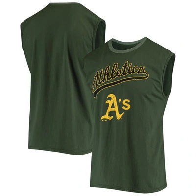 MAJESTIC MAJESTIC THREADS GREEN OAKLAND ATHLETICS SOFTHAND MUSCLE TANK TOP