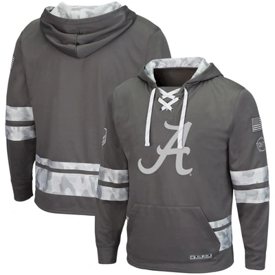Colosseum Gray Alabama Crimson Tide Oht Military Appreciation Lace-up Pullover Hoodie