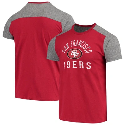 Majestic Men's Scarlet, Heathered Gray San Francisco 49ers Gridiron Classics Field Goal Slub T-shirt In Scarlet,gray