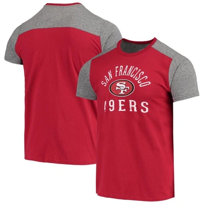Majestic Men's Scarlet, Heathered Gray San Francisco 49ers Gridiron Classics Field Goal Slub T-shirt In Scarlet,heathered Gray