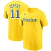 NIKE NIKE RAFAEL DEVERS GOLD BOSTON RED SOX CITY CONNECT NAME & NUMBER T-SHIRT