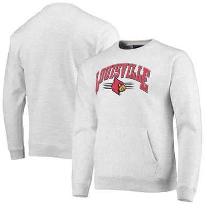 League Collegiate Wear Heathered Grey Louisville Cardinals Upperclassman Pocket Pullover Sweatshirt