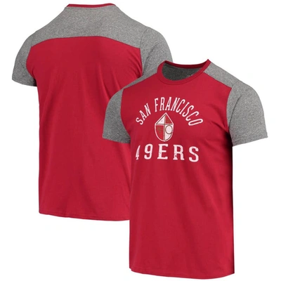 Majestic Men's Scarlet, Heathered Grey San Francisco 49ers Gridiron Classics Field Goal Slub T-shirt In Scarlet/heathered Grey