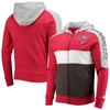 Starter Men's Red, Pewter Tampa Bay Buccaneers Playoffs Color Block Full-zip Hoodie In Red