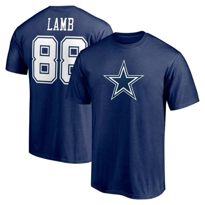 Fanatics Men's Ceedee Lamb Navy Dallas Cowboys Player Icon Name And Number T-shirt