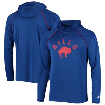 Starter Men's Royal Buffalo Bills Throwback Raglan Hoodie Long Sleeve T-shirt