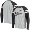 Starter Men's Silver And Black Las Vegas Raiders Throwback League Raglan Long Sleeve Tri-blend T-shirt In Silver