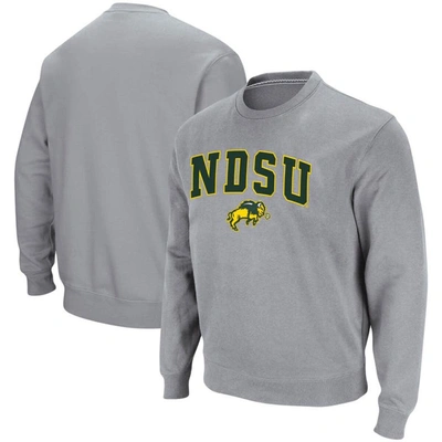 COLOSSEUM COLOSSEUM HEATHERED GRAY NDSU BISON ARCH & LOGO TACKLE TWILL PULLOVER SWEATSHIRT