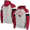 Starter Men's Heathered Gray, Cardinal Arizona Cardinals Home Run Raglan Pullover Hoodie In Heather Gray