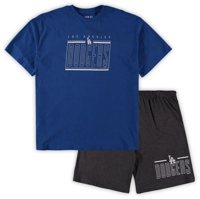 Concepts Sport Men's  Royal, Charcoal Los Angeles Dodgers Big And Tall T-shirt And Shorts Sleep Set In Royal,charcoal