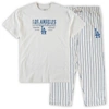 Concepts Sport Men's White, Royal Los Angeles Dodgers Big And Tall Pinstripe Sleep Set In White