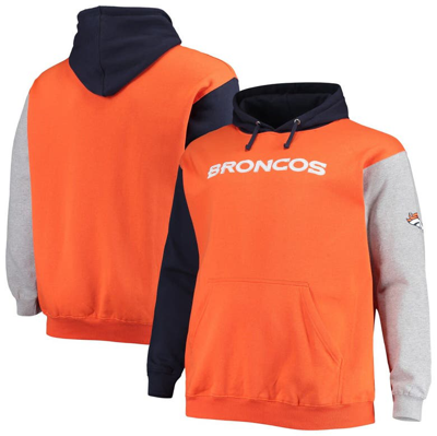 Profile Men's Navy, Orange Denver Broncos Big And Tall Pullover Hoodie In Navy,orange