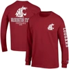 CHAMPION CHAMPION CRIMSON WASHINGTON STATE COUGARS TEAM STACK LONG SLEEVE T-SHIRT