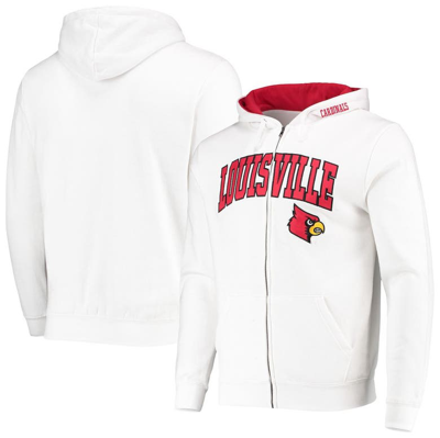 Colosseum Men's  White Louisville Cardinals Arch And Logo 3.0 Full-zip Hoodie