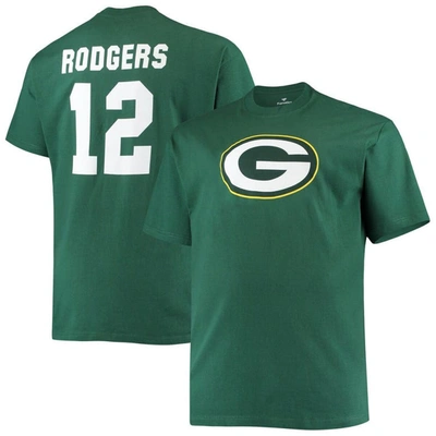 Fanatics Men's Big And Tall Aaron Rodgers Green Green Bay Packers Player Name Number T-shirt
