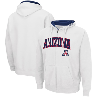 Colosseum Men's  White Arizona Wildcats Arch And Logo 3.0 Full-zip Hoodie