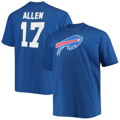 Fanatics Men's Big And Tall Josh Allen Royal Buffalo Bills Player Name Number T-shirt In Royal Blue