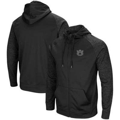 Colosseum Black Auburn Tigers Blackout 3.0 Tonal Raglan Full-zip Hoodie