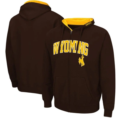 Colosseum Men's  Brown Wyoming Cowboys Arch & Logo 3.0 Full-zip Hoodie