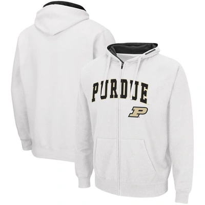 Colosseum Men's  White Purdue Boilermakers Arch And Logo 3.0 Full-zip Hoodie