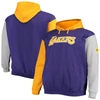 FANATICS FANATICS BRANDED PURPLE/GOLD LOS ANGELES LAKERS BIG & TALL DOUBLE CONTRAST PULLOVER HOODIE