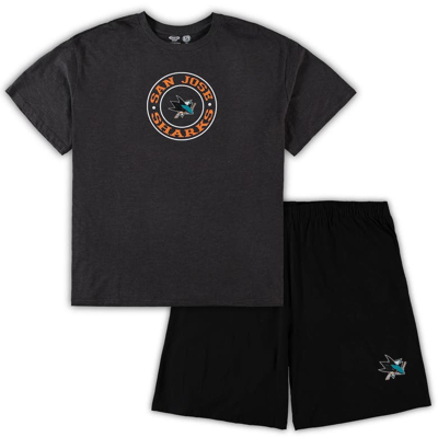 Concepts Sport Black/heathered Charcoal San Jose Sharks Big & Tall T-shirt & Shorts Sleep Set