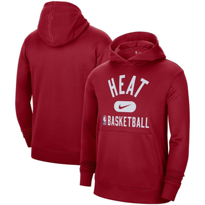 Nike Red Miami Heat 2021-2022 Spotlight On Court Performance Practice Pullover Hoodie