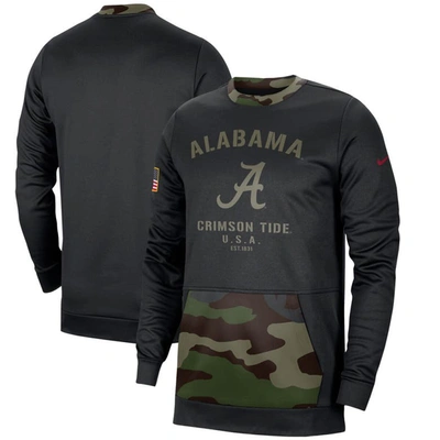 Nike Men's Black, Camo Alabama Crimson Tide Military-inspired Appreciation Performance Pullover Sweatshir In Black,camo