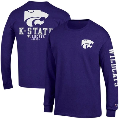 Champion Men's  Purple Kansas State Wildcats Team Stack Long Sleeve T-shirt