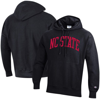 CHAMPION CHAMPION BLACK NC STATE WOLFPACK TEAM ARCH REVERSE WEAVE PULLOVER HOODIE