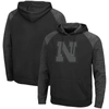 Colosseum Men's Black Nebraska Huskers Blackout 3.0 Tonal Raglan Pullover Hoodie In Black