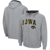 Colosseum Men's  Heathered Gray Iowa Hawkeyes Arch And Logo 3.0 Full-zip Hoodie In Heather Gray