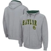 Colosseum Men's  Heathered Gray Baylor Bears Arch And Logo 3.0 Full-zip Hoodie In Heather Gray