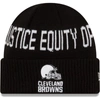 NEW ERA YOUTH NEW ERA BLACK CLEVELAND BROWNS SOCIAL JUSTICE CUFFED KNIT HAT