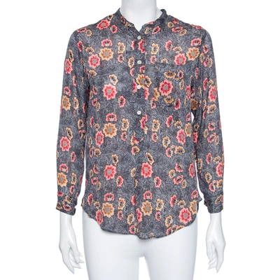 Pre-owned Isabel Marant Étoile Grey Floral Printed Silk Button Front Shirt S