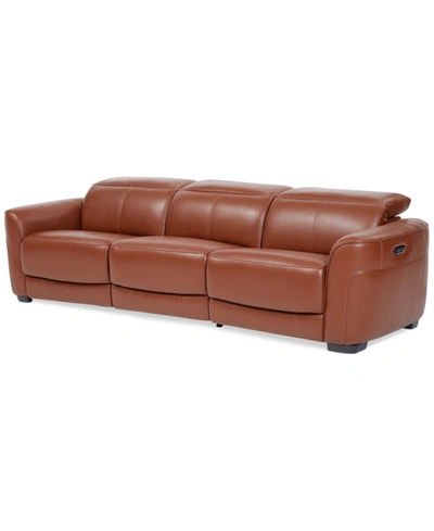FURNITURE LEXANNA 3-PC. LEATHER SOFA WITH 2 POWER MOTION RECLINERS, CREATED FOR MACY'S