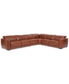 Furniture Lexanna 6-pc. Leather Sectional With 3 Power Motion Recliners, Created For Macy's In Warm Brown