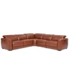 Furniture Lexanna 5-pc. Leather Sectional With 3 Power Motion Recliners, Created For Macy's In Warm Brown