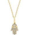 EFFY COLLECTION EFFY DIAMOND PAVE HAMSA HAND 18" PENDANT NECKLACE (1/10 CT. T.W.) IN STERLING SILVER OR 14K GOLD-PLA